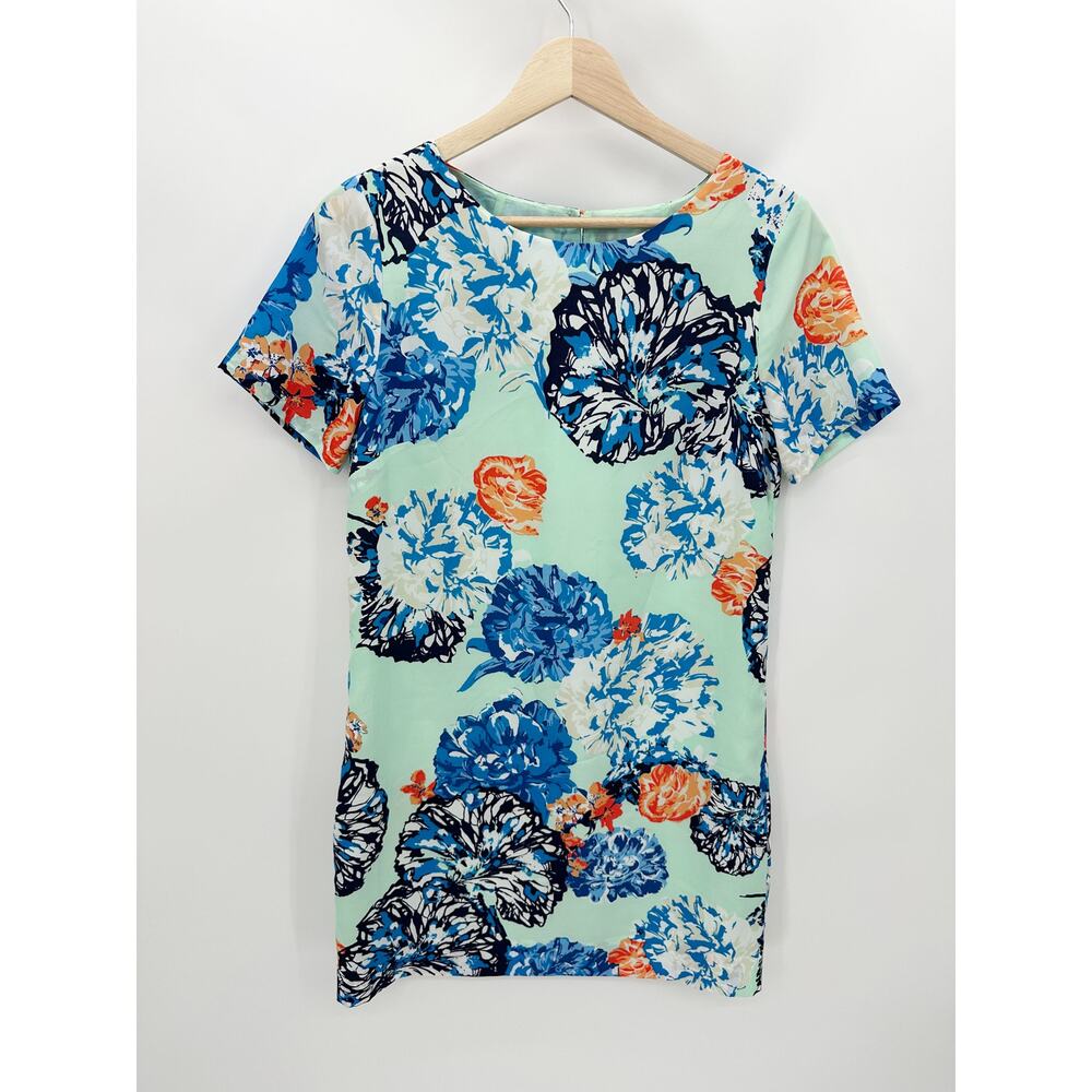 J.Crew Factory Women Mint Green Blue Floral Gallery Dress C5608 Size 2